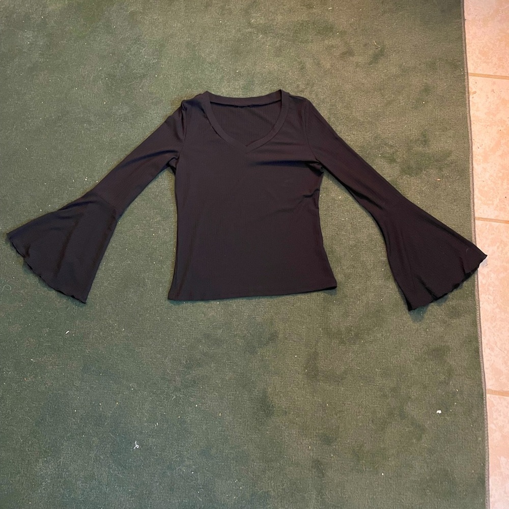 black bell sleeve top